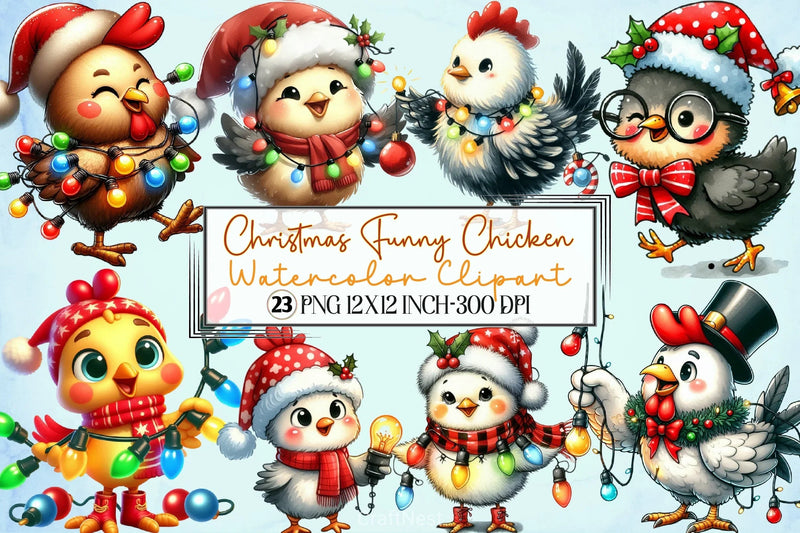 Christmas Chicken Clipart Bundle 2 - CraftNest - Digital Crafting and Art