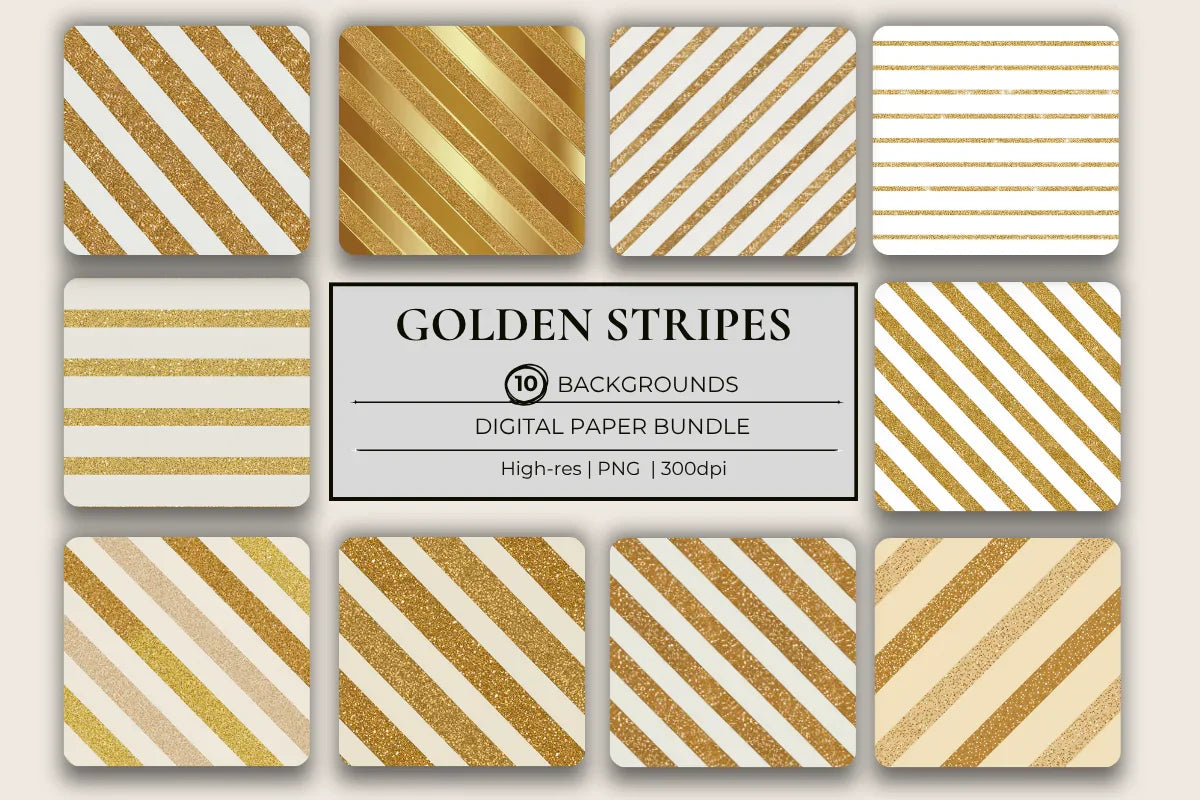 Golden Glitter Stripes Background Papers - CraftNest - Digital Crafting and Art
