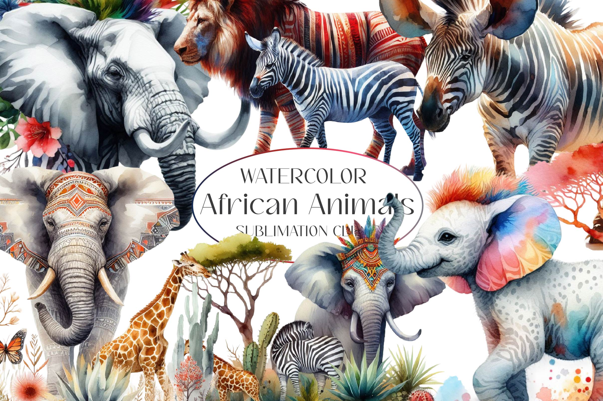 African Animals Clipart Bundle
