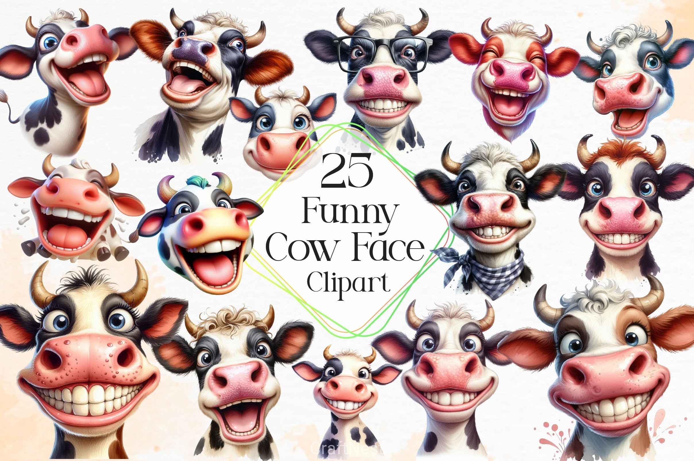 Funny Cow Clipart Bundle 8