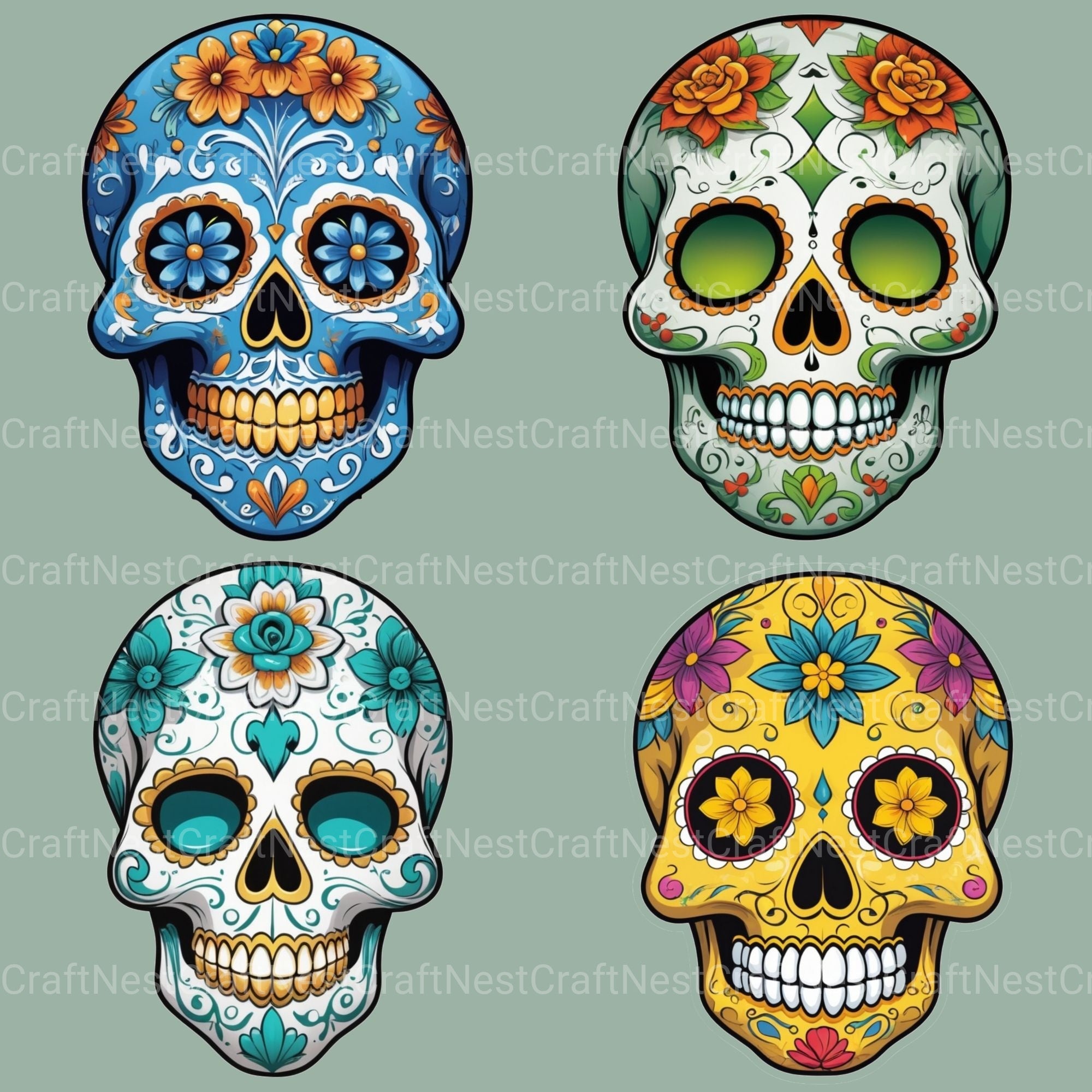 Sugar Skulls Clipart Bundle