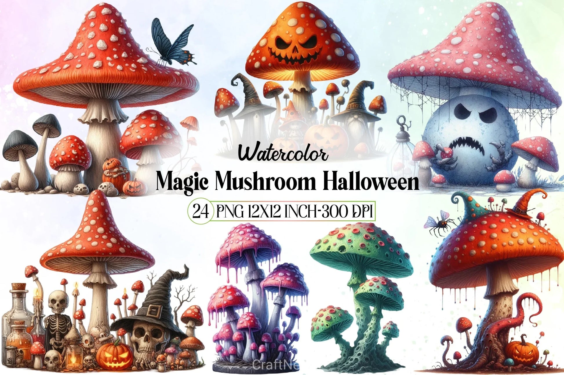 Magic Mushroom Halloween Clipart Bundle - CraftNest - Digital Crafting and Art