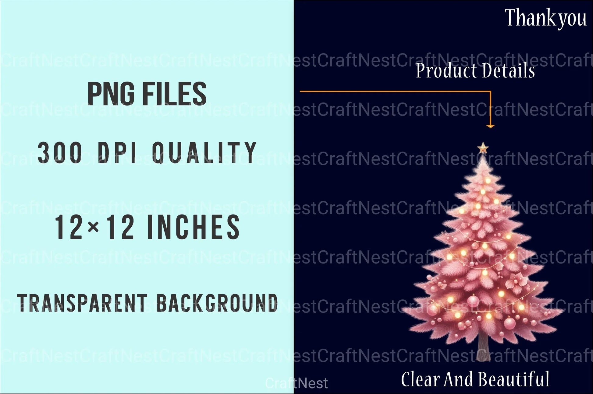 Pink Christmas Tree Clipart Bundle 1 - CraftNest - Digital Crafting and Art
