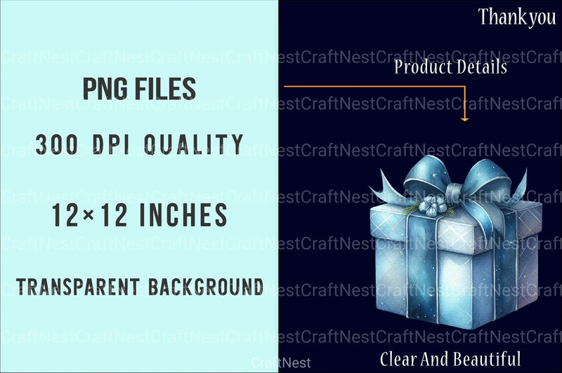 Blue Christmas Clipart Bundle: Santa, Presents & Bells - CraftNest - Digital Crafting and Art