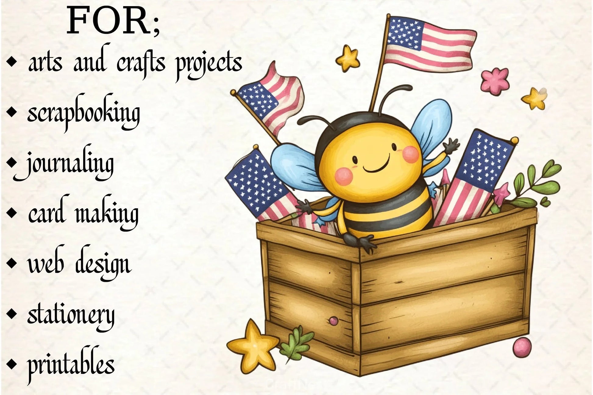 4th of July Bee Clipart Bundle - CraftNest - Digital Crafting and Art