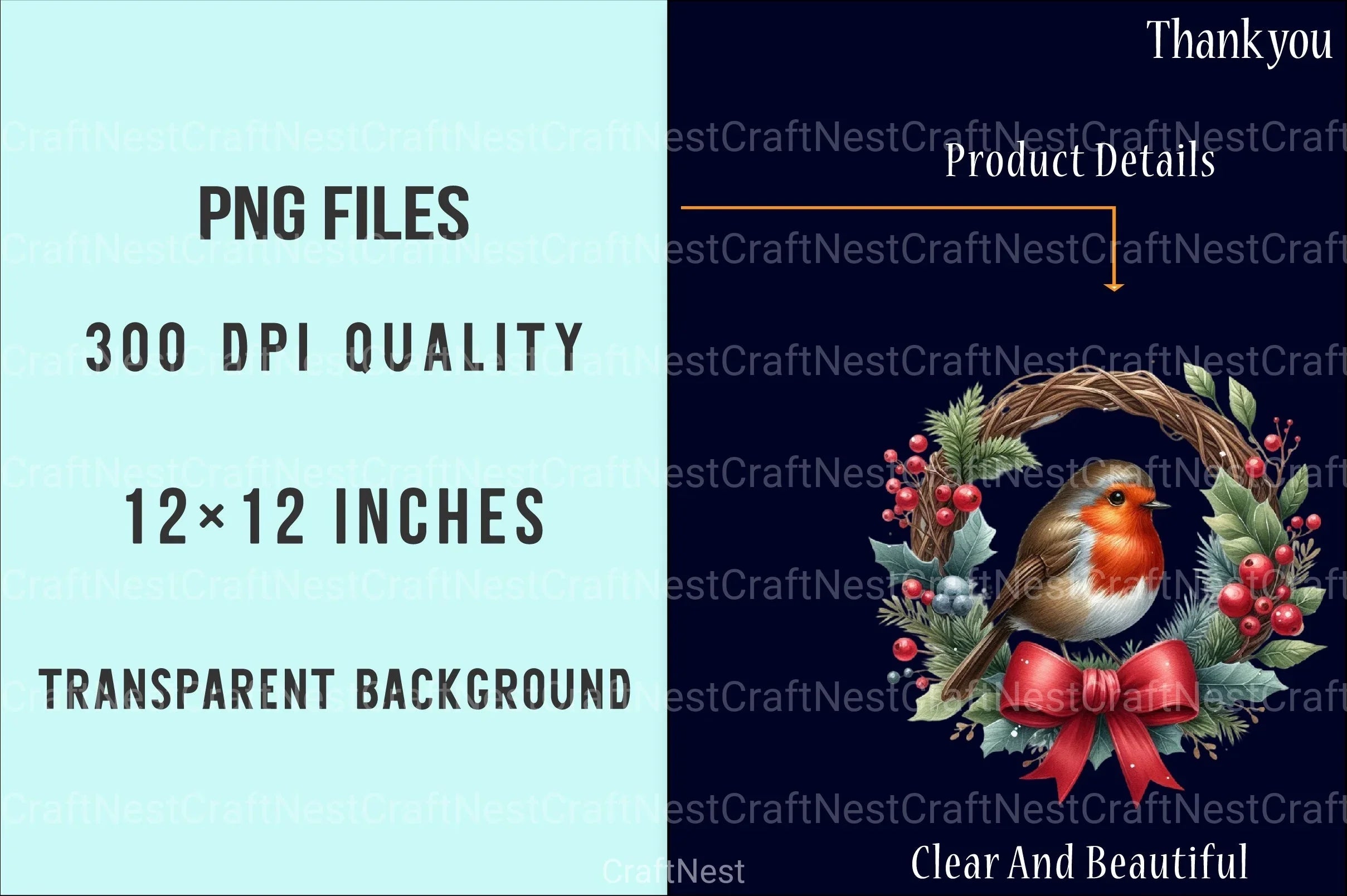 Christmas Robin Bird Clipart Bundle - CraftNest - Digital Crafting and Art