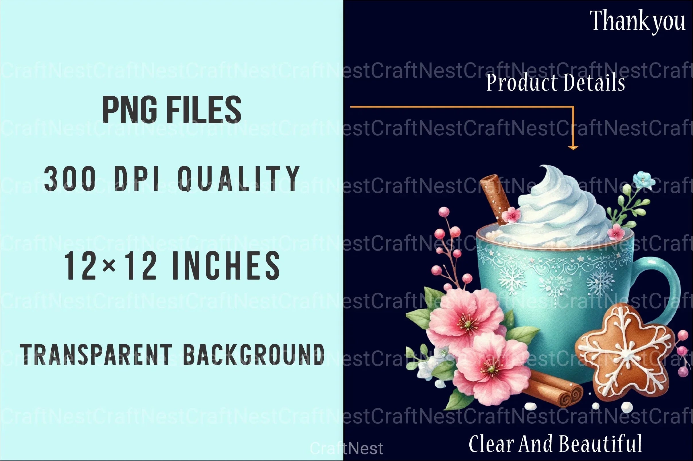 Winter Hot Cocoa Clipart Bundle: Cozy Chocolate Festive Printables - CraftNest - Digital Crafting and Art