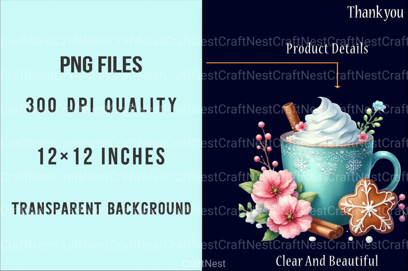 Winter Hot Cocoa Clipart Bundle: Cozy Chocolate Festive Printables - CraftNest - Digital Crafting and Art