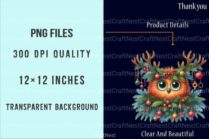Christmas Monster Clipart Bundle: Transparent Graphics - CraftNest - Digital Crafting and Art