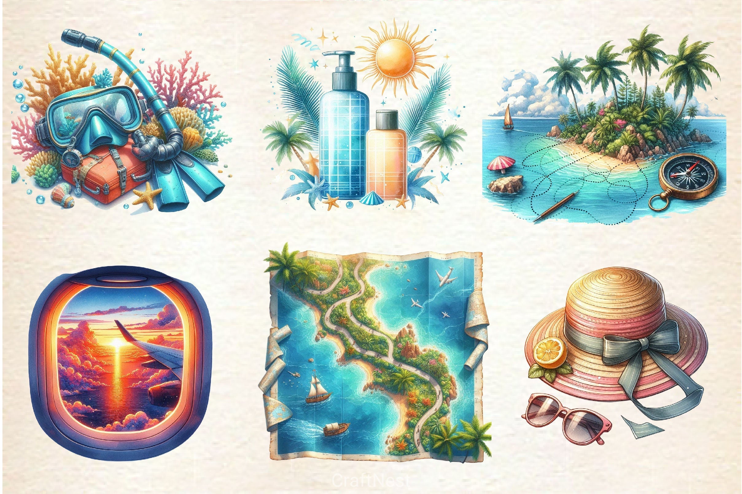 Vacation Summer Trip Clipart Bundle