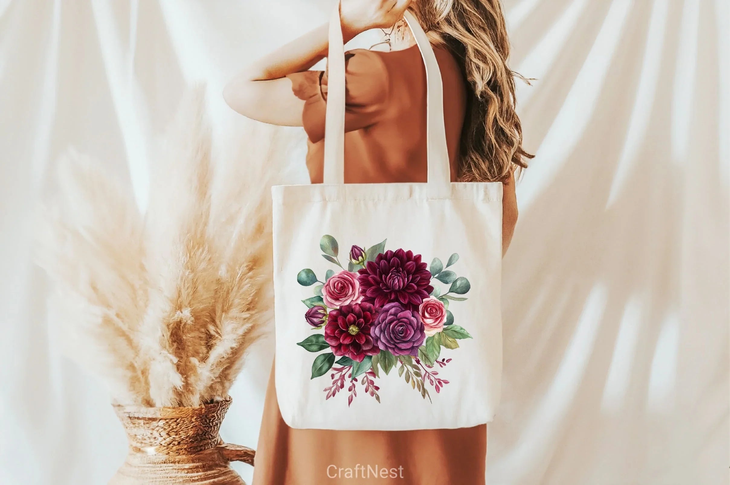 Burgundy Autumn Leaves & Flowers Clipart Bundle - CraftNest - Digital Crafting and Art