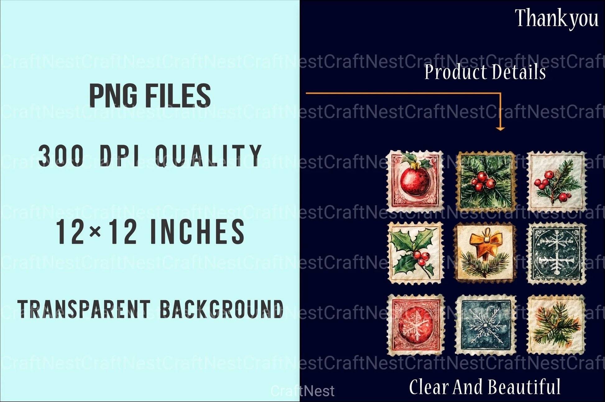 Vintage Christmas Stamps: Retro Santa, Snowman, Tree Clipart Bundle 98 - CraftNest - Digital Crafting and Art