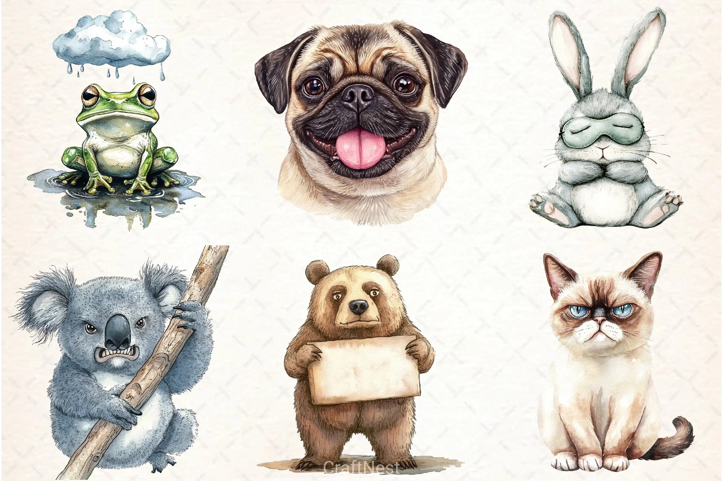 Grumpy Animals Clipart Bundle 4 - CraftNest - Digital Crafting and Art