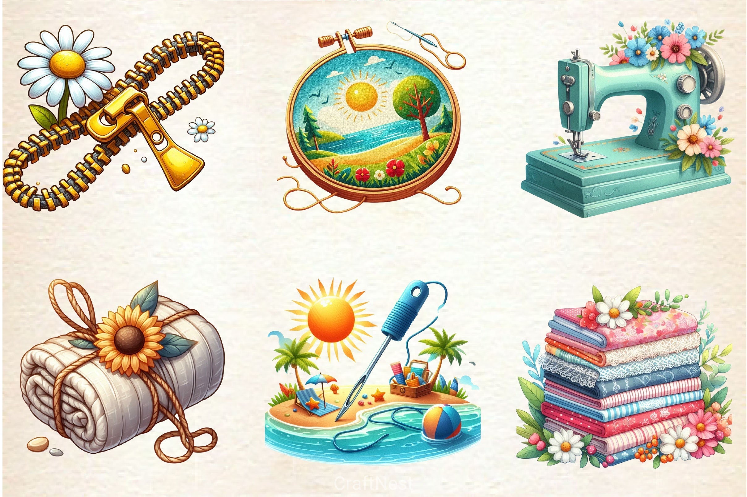 Summer Sewing Clipart Bundle