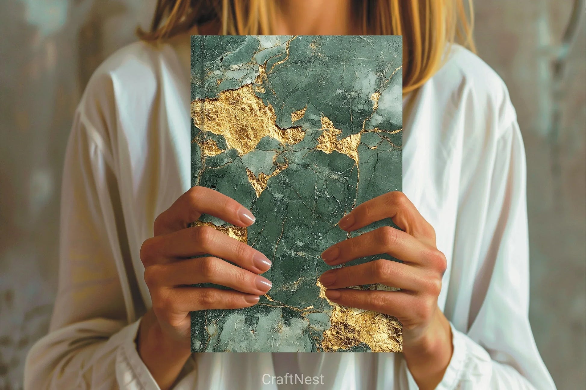 Sage Gold Marble Digital Background Bundle - CraftNest - Digital Crafting and Art