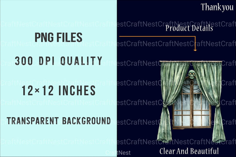 Cute Haunted Window Views Clipart Bundle - CraftNest - Digital Crafting and Art