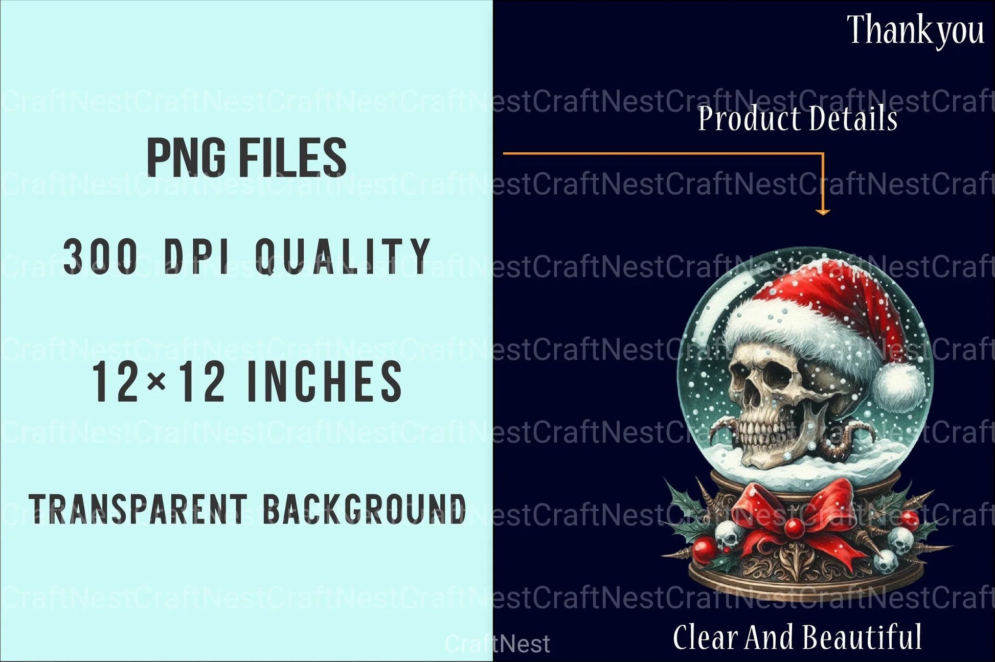 Gothic Christmas Clip Art: Spooky Skull & Raven Graphics Bundle - CraftNest - Digital Crafting and Art