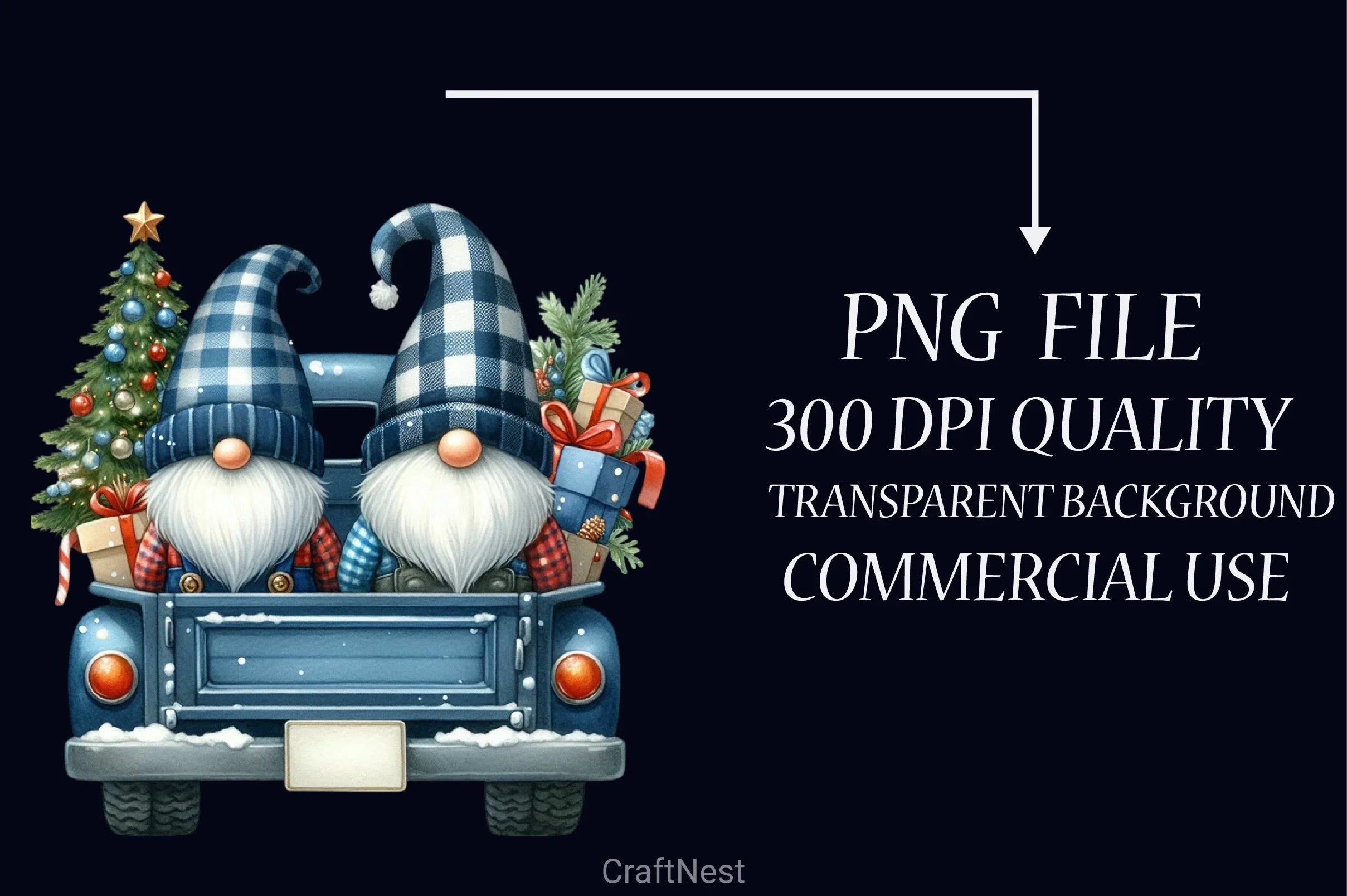 Christmas Gnome & Truck Clipart Bundle 2 - CraftNest - Digital Crafting and Art