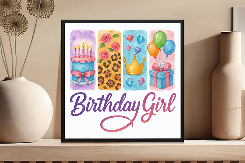 Brushstroke Birthday Girl Clipart Bundle - CraftNest - Digital Crafting and Art