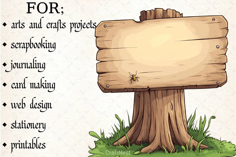 Wooden Sign Clipart Bundle 2 - CraftNest - Digital Crafting and Art