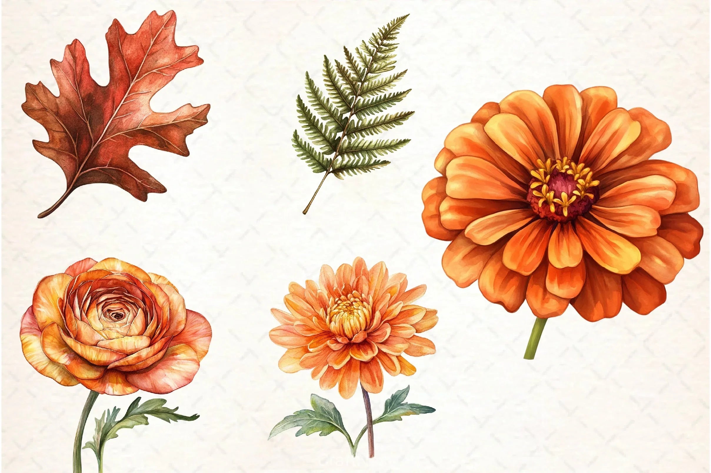 Fall Flowers & Leaves Clipart Bundle - CraftNest - Digital Crafting and Art