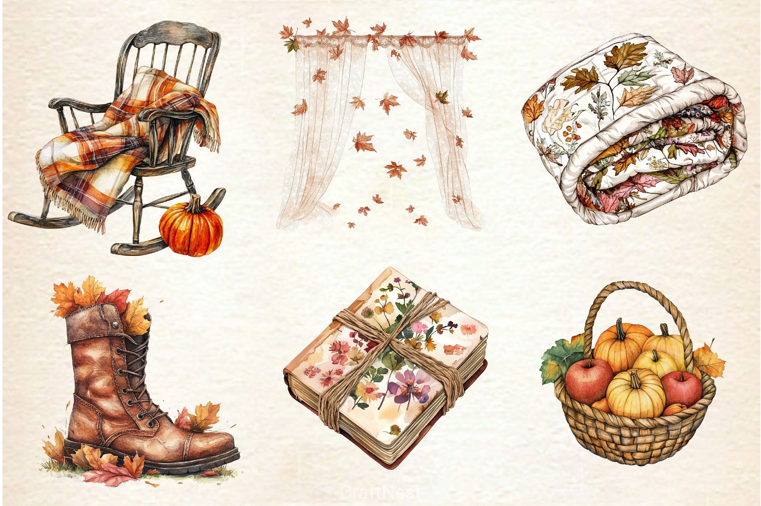 Victorian Cottagecore Fall Clipart Bundle 2