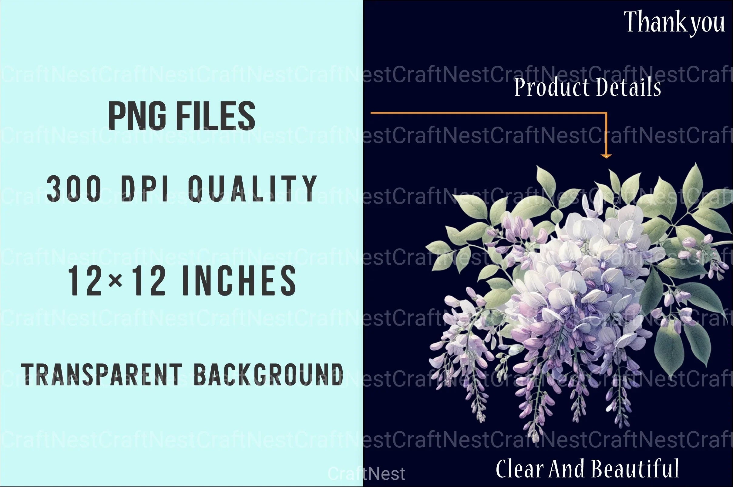 Wisteria Floral Garden Clipart Bundle - CraftNest - Digital Crafting and Art