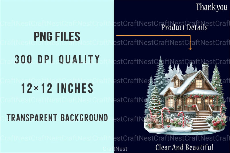 Whimsical Christmas Houses Clipart Bundle - CraftNest - Digital Crafting and Art