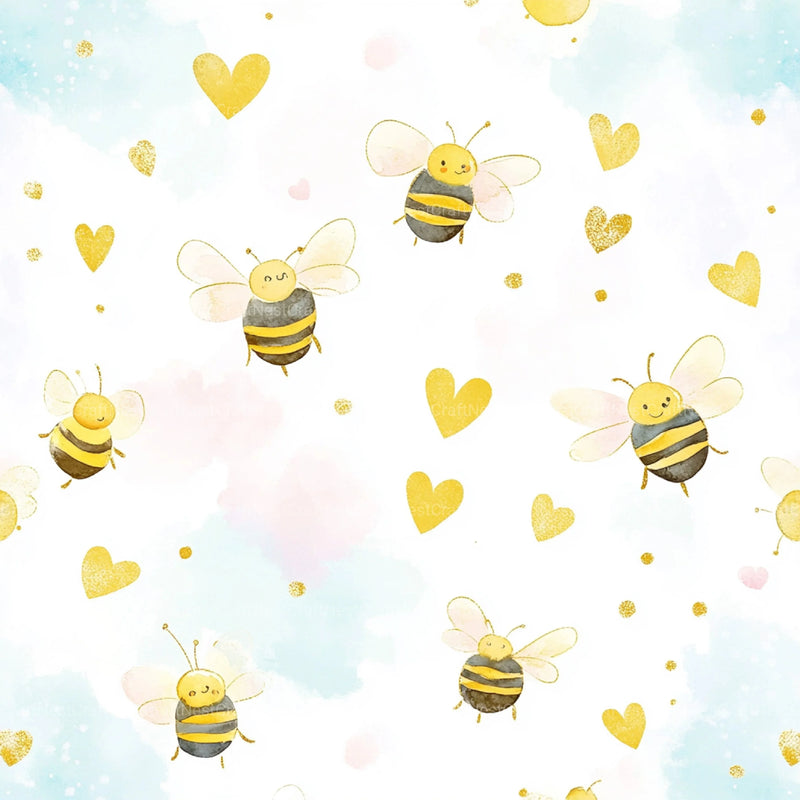 Lovely Bee Digital Paper - CraftNest - Digital Crafting and Art