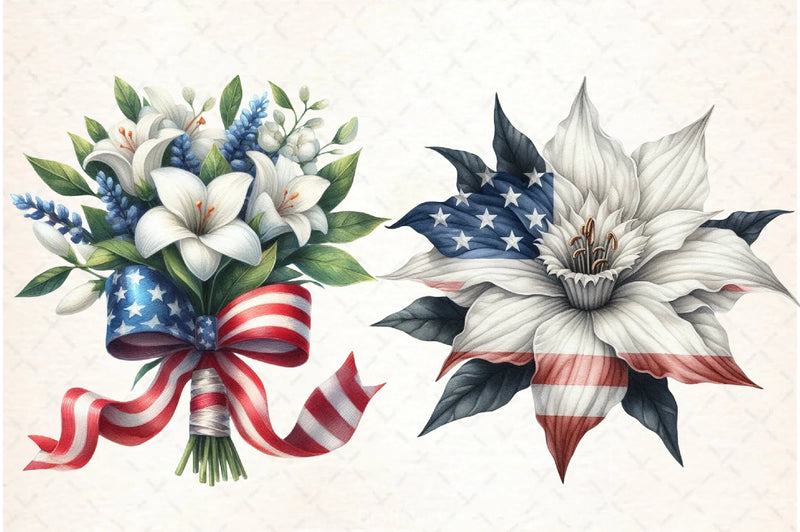 Patriotic Floral Clipart Bundle 1 - CraftNest - Digital Crafting and Art
