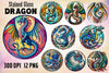 Stained Round Glass Dragon Clipart Bundle