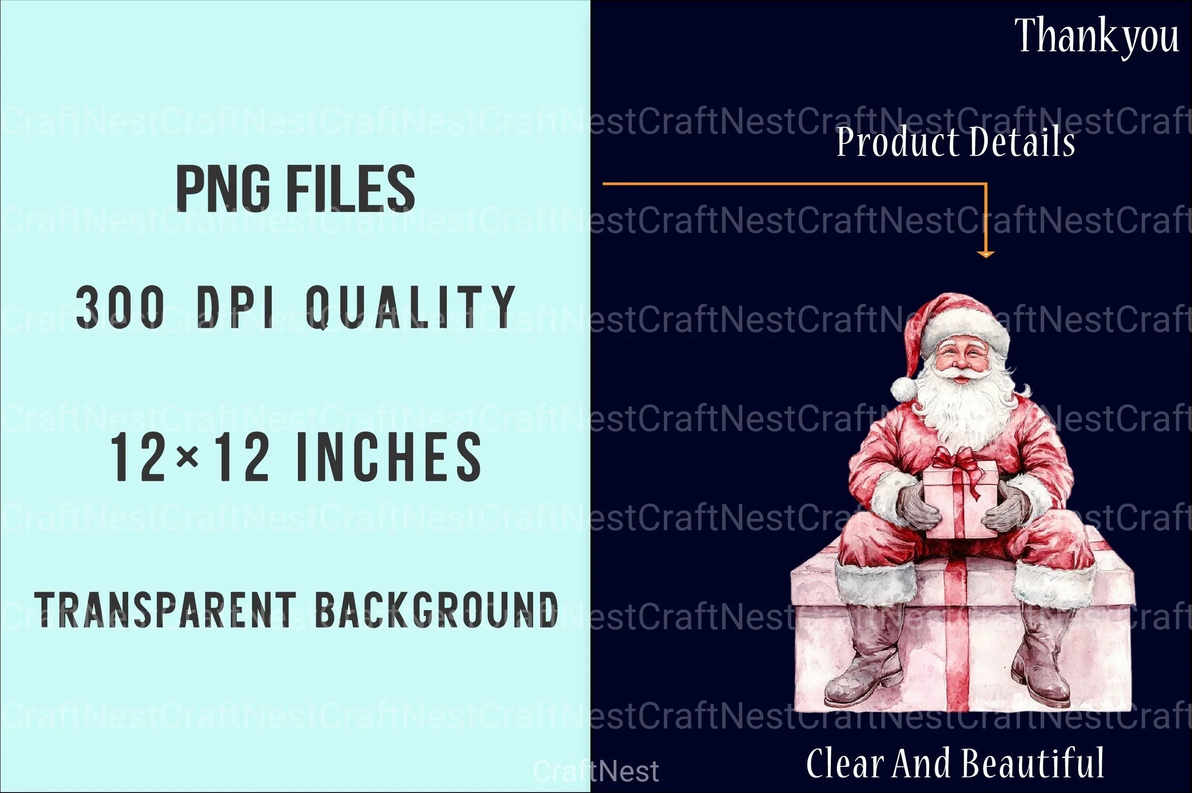 Pink Trendy Christmas Santa Clipart Bundle - CraftNest - Digital Crafting and Art