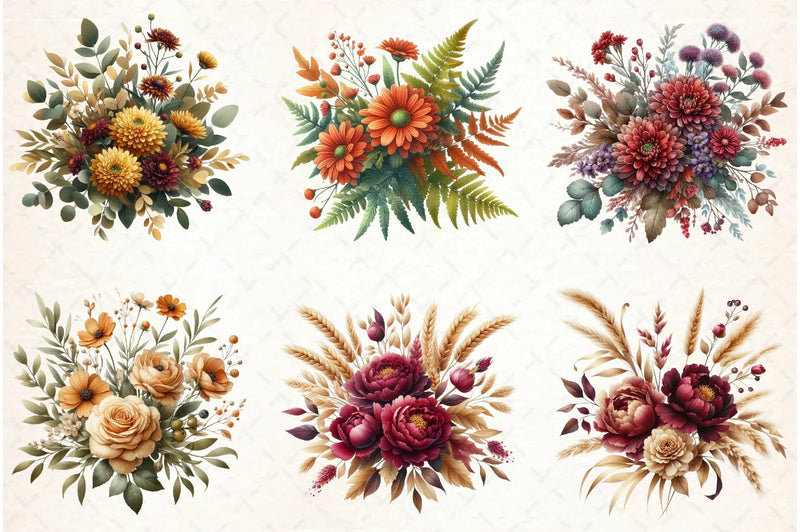Fall Floral Clipart Bundle - CraftNest - Digital Crafting and Art