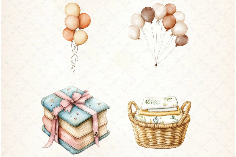 Boho Nursery Baby Shower Clipart Bundle - CraftNest - Digital Crafting and Art