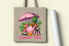 Summer Vibes Striped Beach Bag Clipart Bundle - CraftNest - Digital Crafting and Art