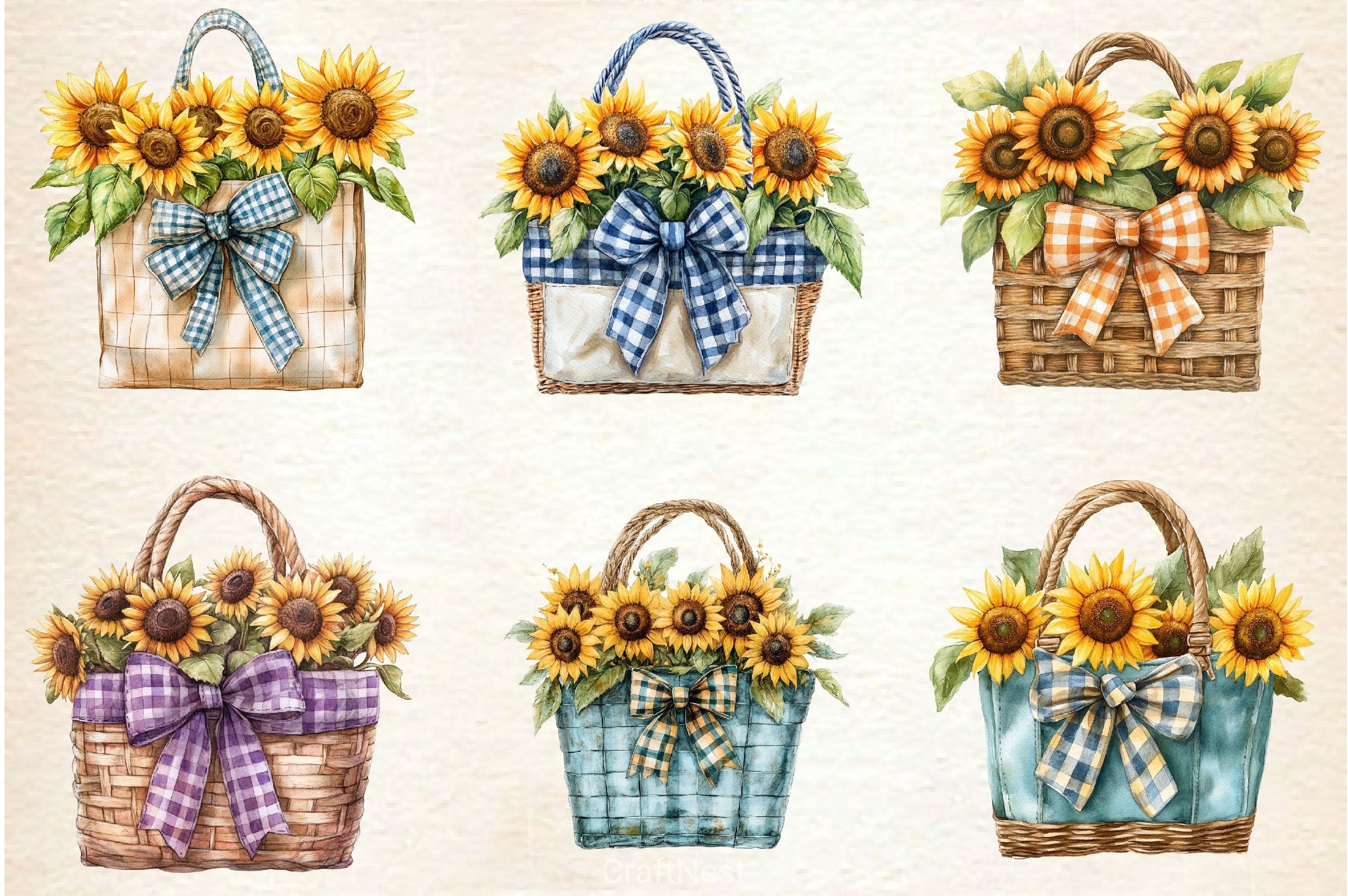 Summer Sunflower With Tote Bag Clipart Bundle