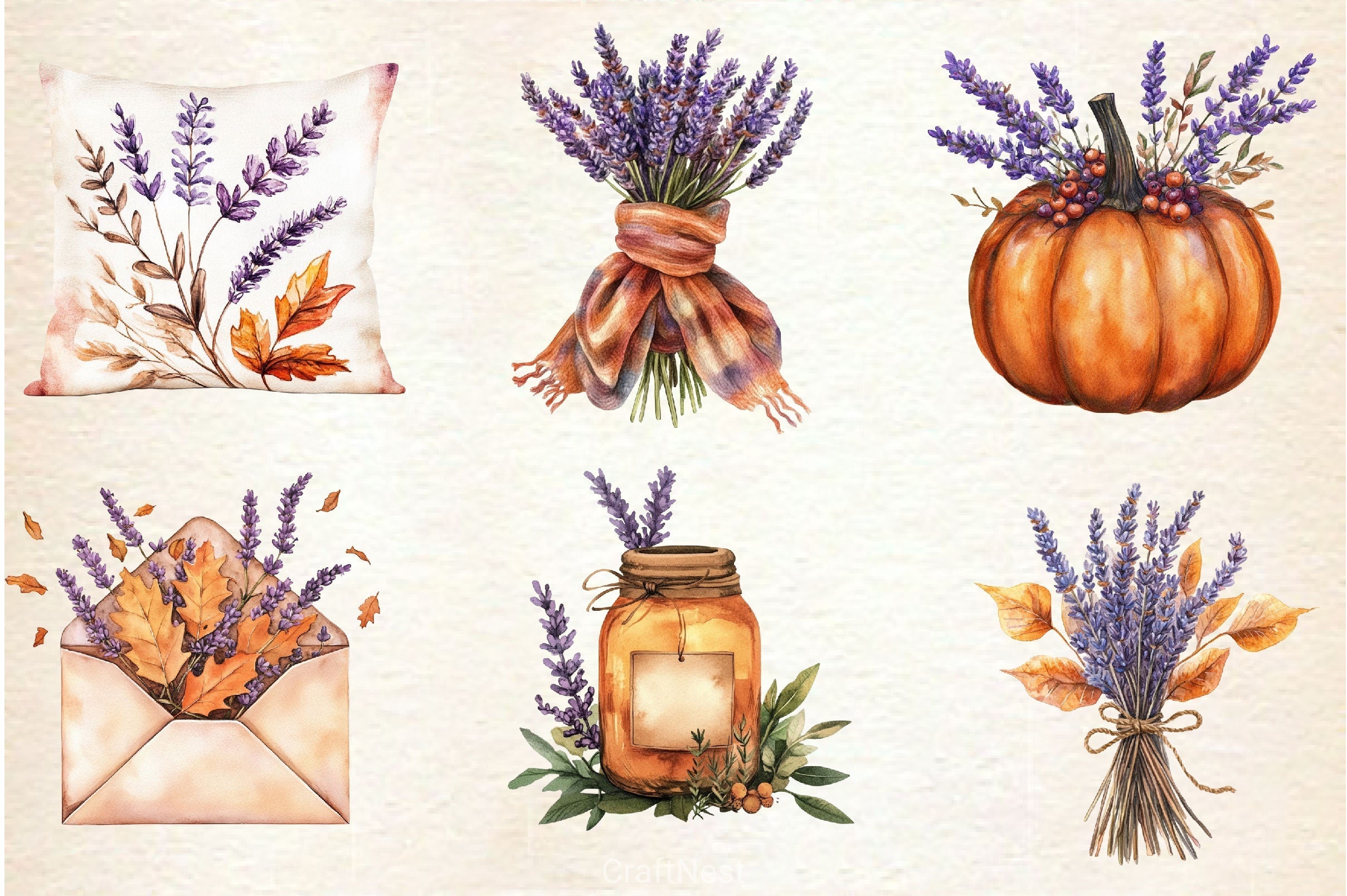 Lavender Fall Clipart Bundle 2