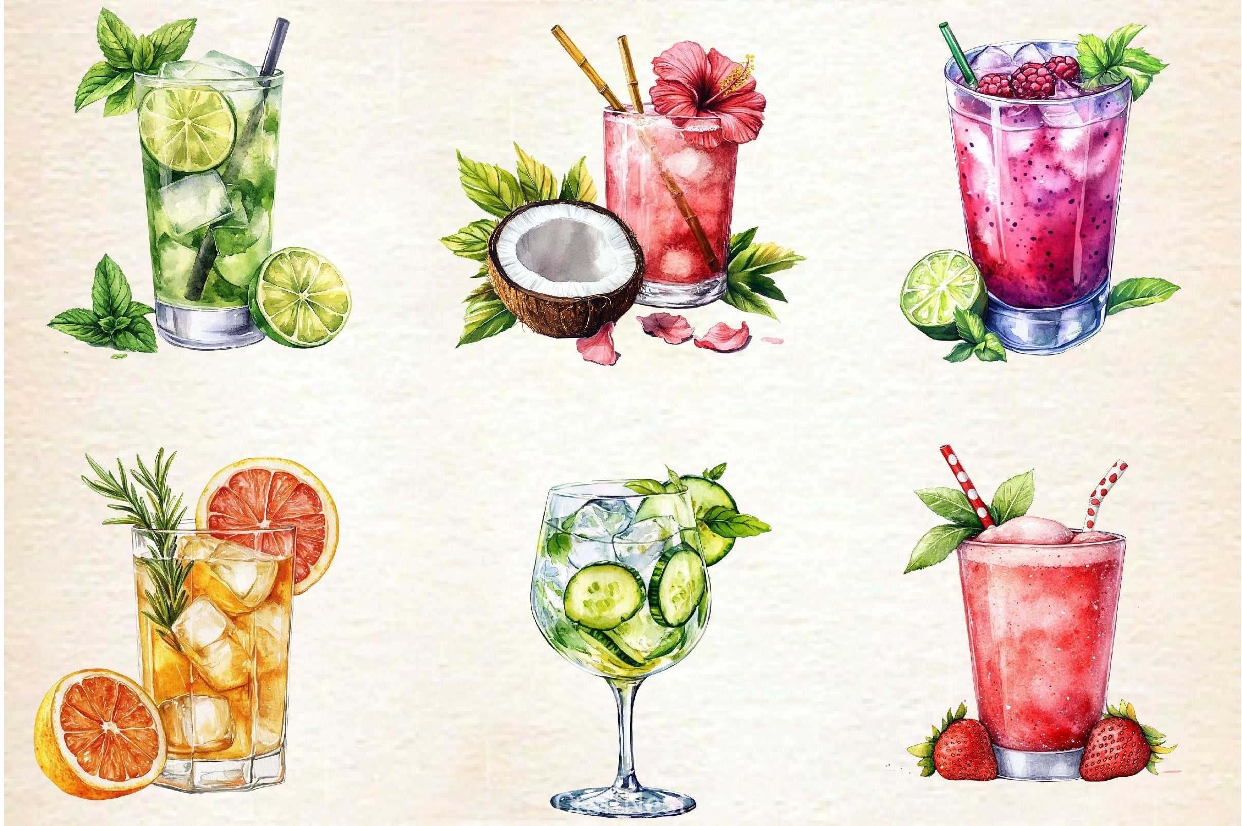 Summer Cocktail Clipart Bundle 2