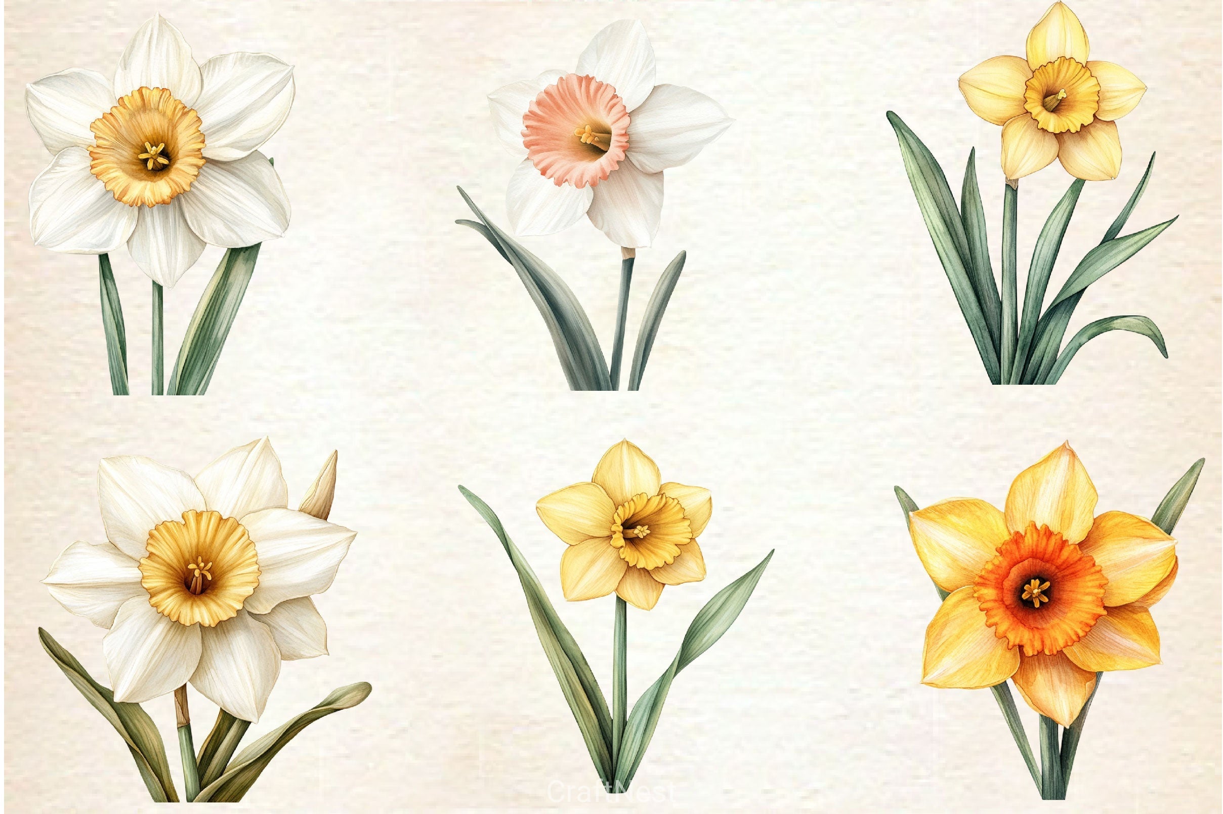 Daffodil Flower Clipart Bundle 2
