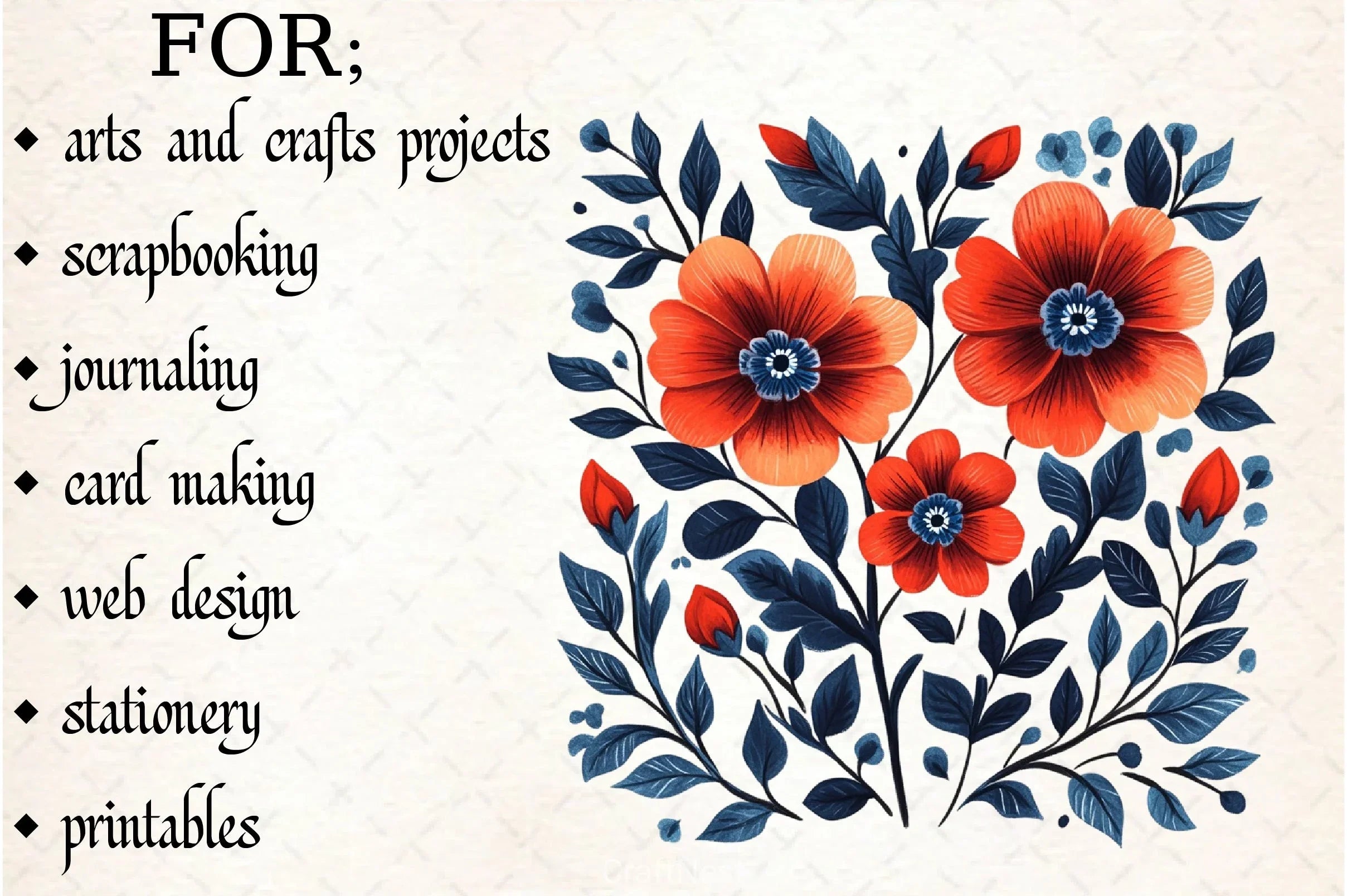 Retro Floral Clipart Bundle - CraftNest - Digital Crafting and Art