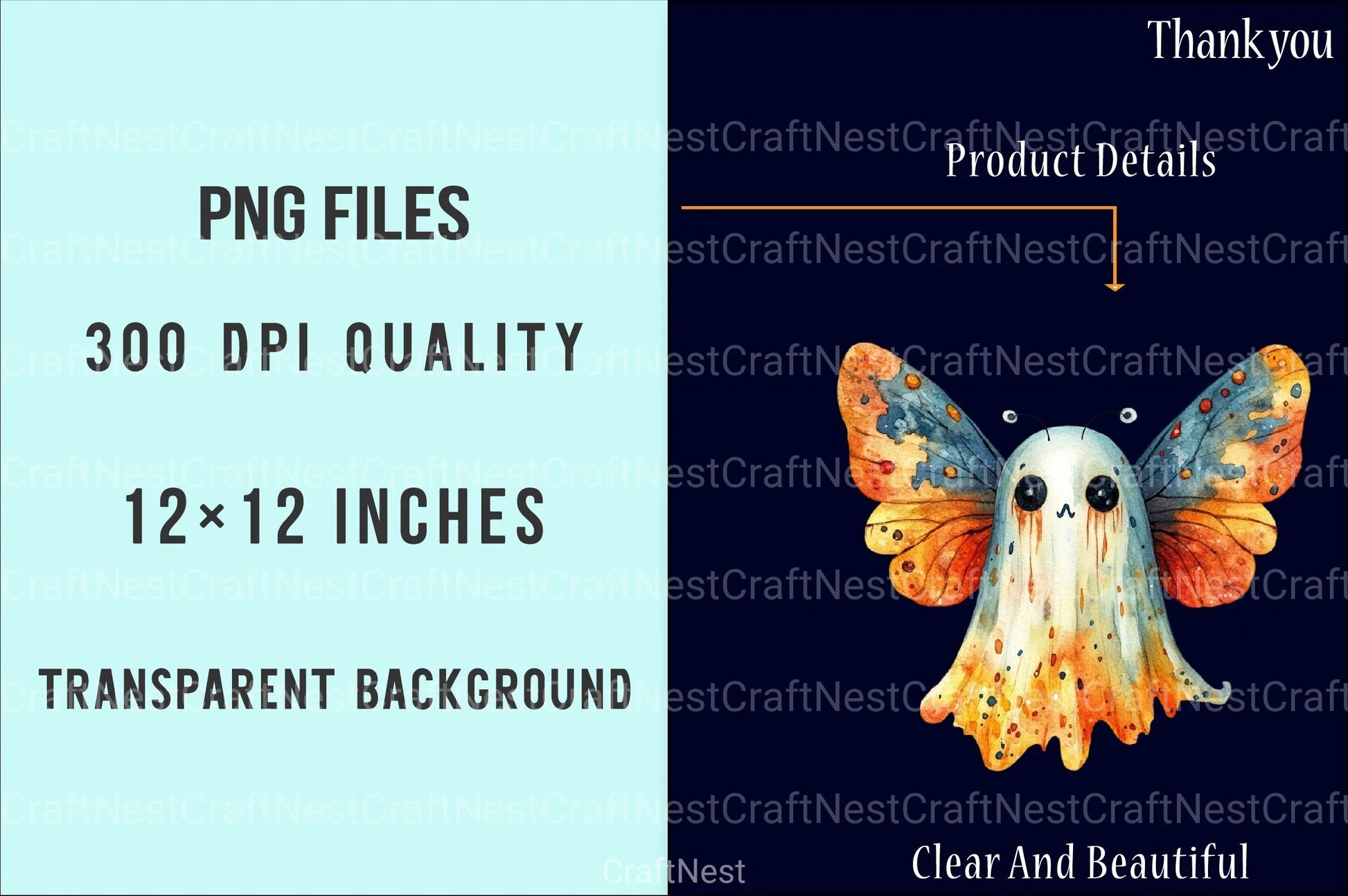 Boho Fall Halloween Ghost Clipart Bundle - CraftNest - Digital Crafting and Art