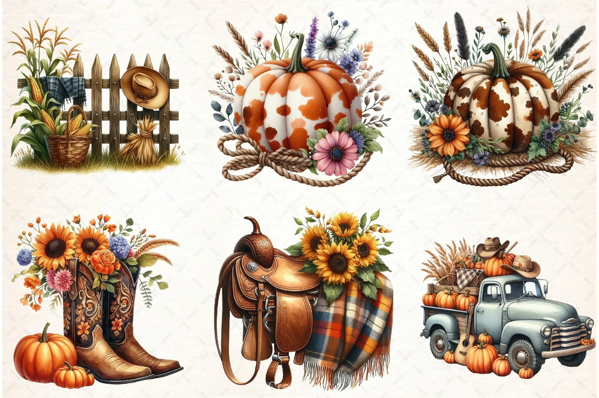 Cowboy Autumn Clipart Bundle - CraftNest - Digital Crafting and Art