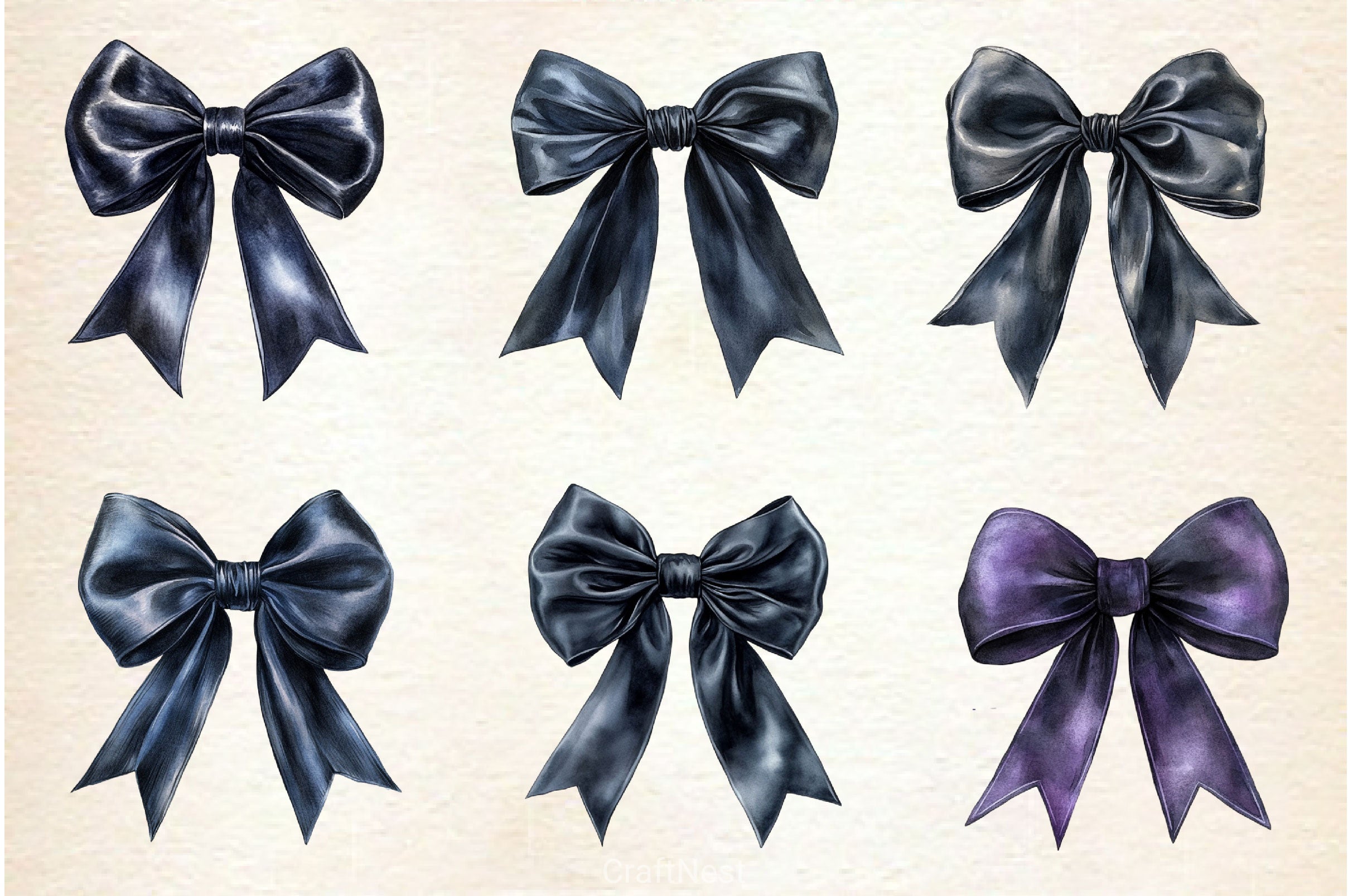 Black Month Bow Clipart Bundle