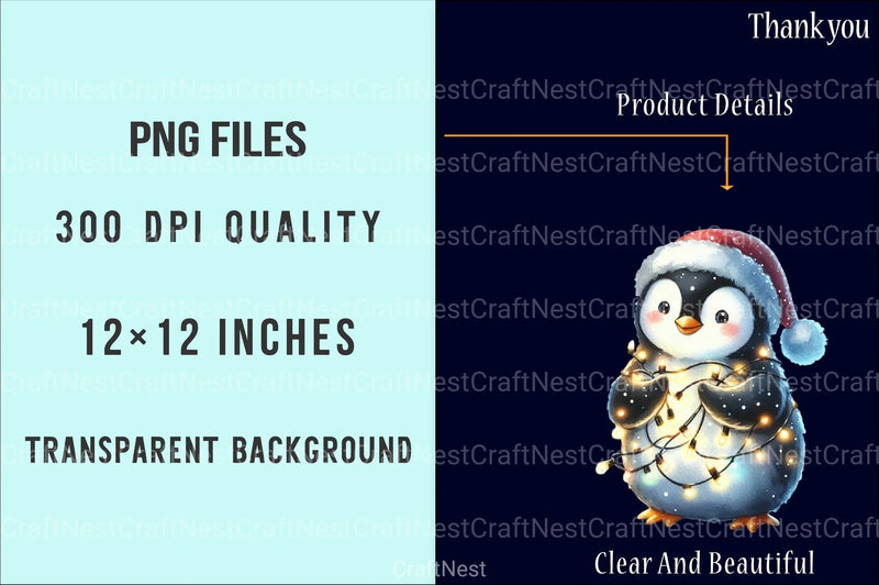 Winter Penguin Christmas Clipart Bundle - CraftNest - Digital Crafting and Art