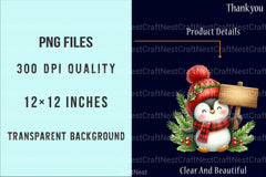 Christmas Penguin Watercolor Clipart Bundle - CraftNest - Digital Crafting and Art