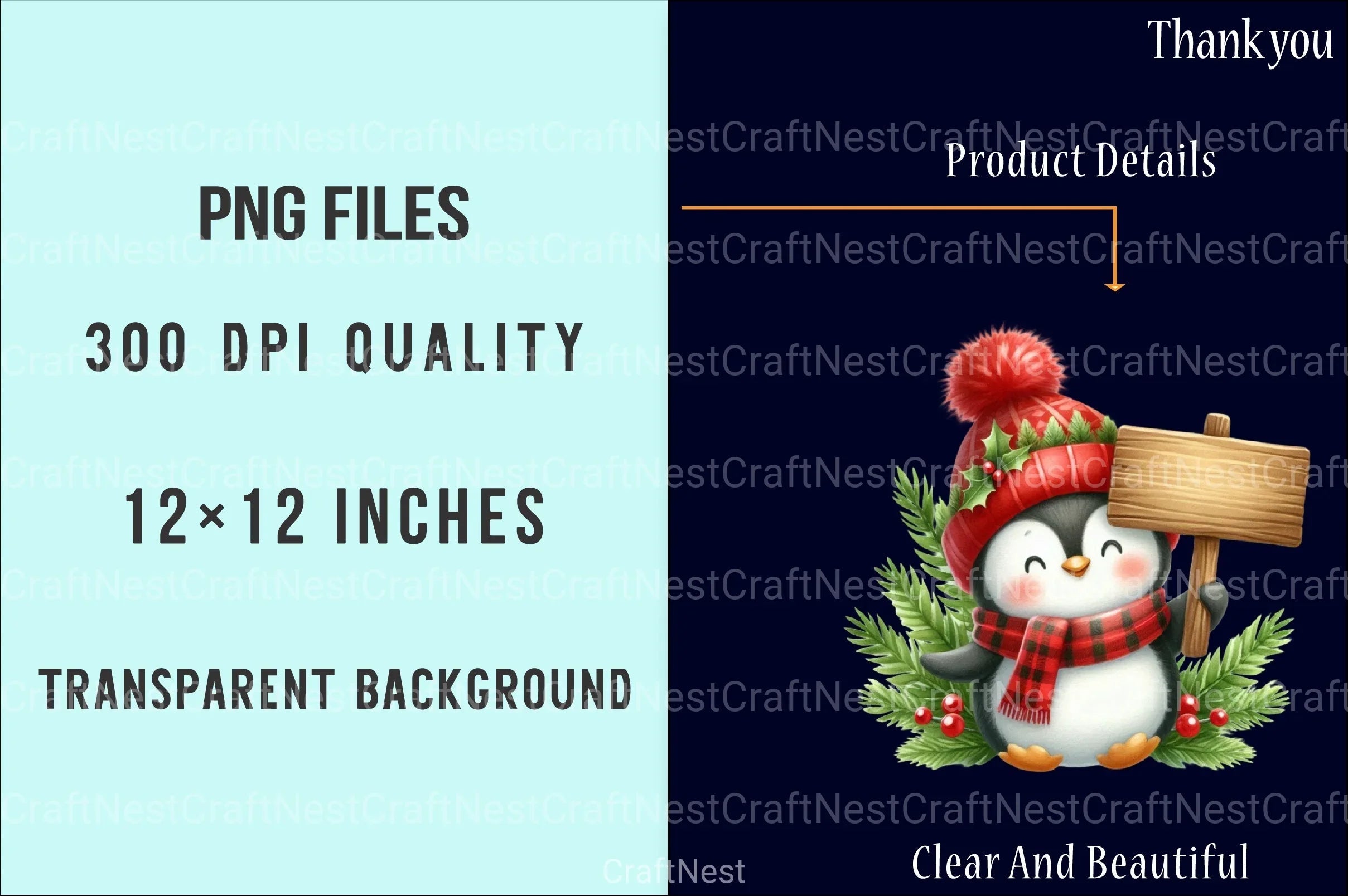 Christmas Penguin Watercolor Clipart Bundle - CraftNest - Digital Crafting and Art