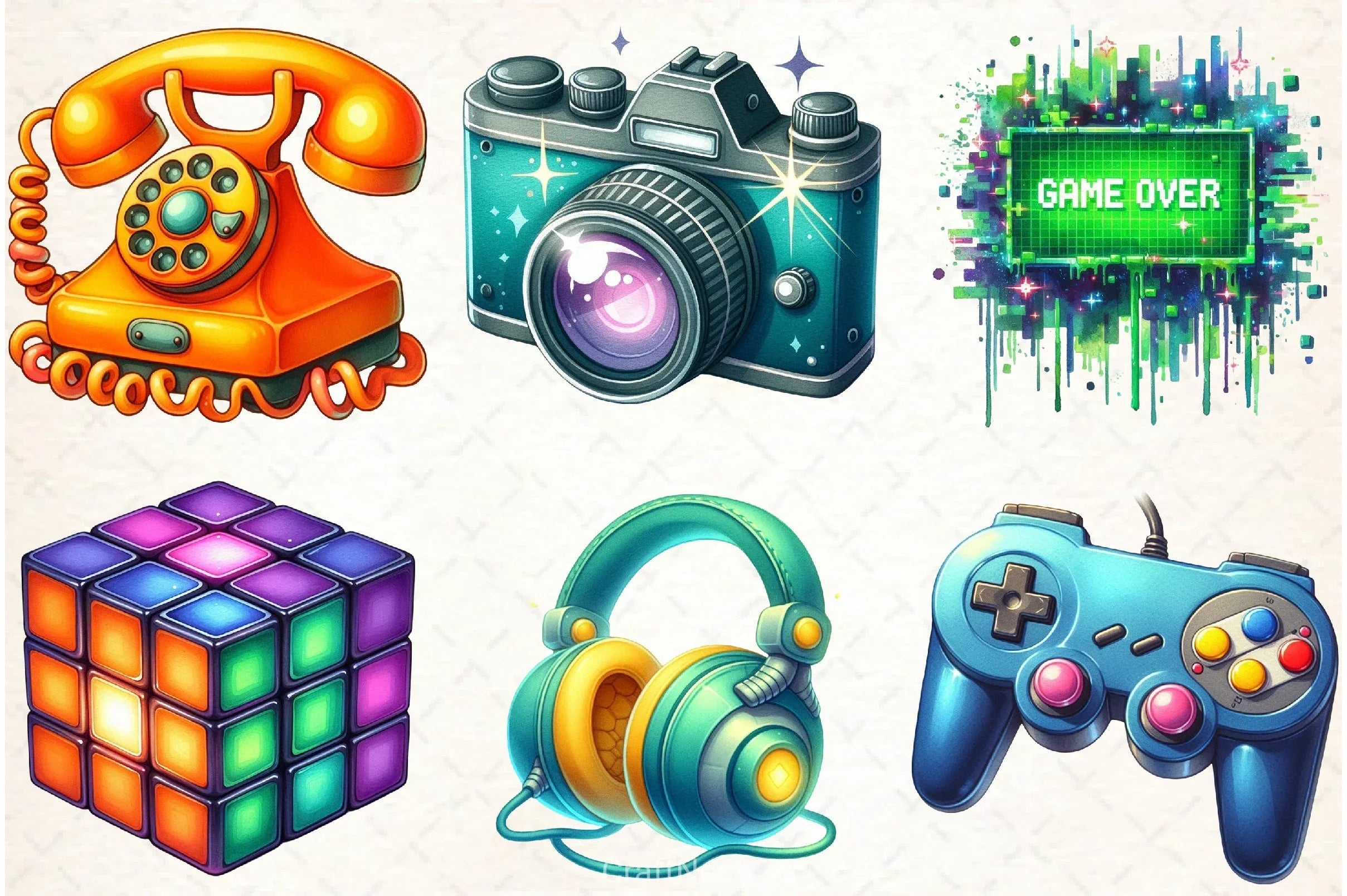 Nostalgic 90s Retro Clipart Bundle - CraftNest - Digital Crafting and Art