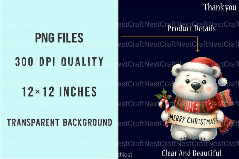Polar Bear Christmas Clipart Bundle 6 - CraftNest - Digital Crafting and Art