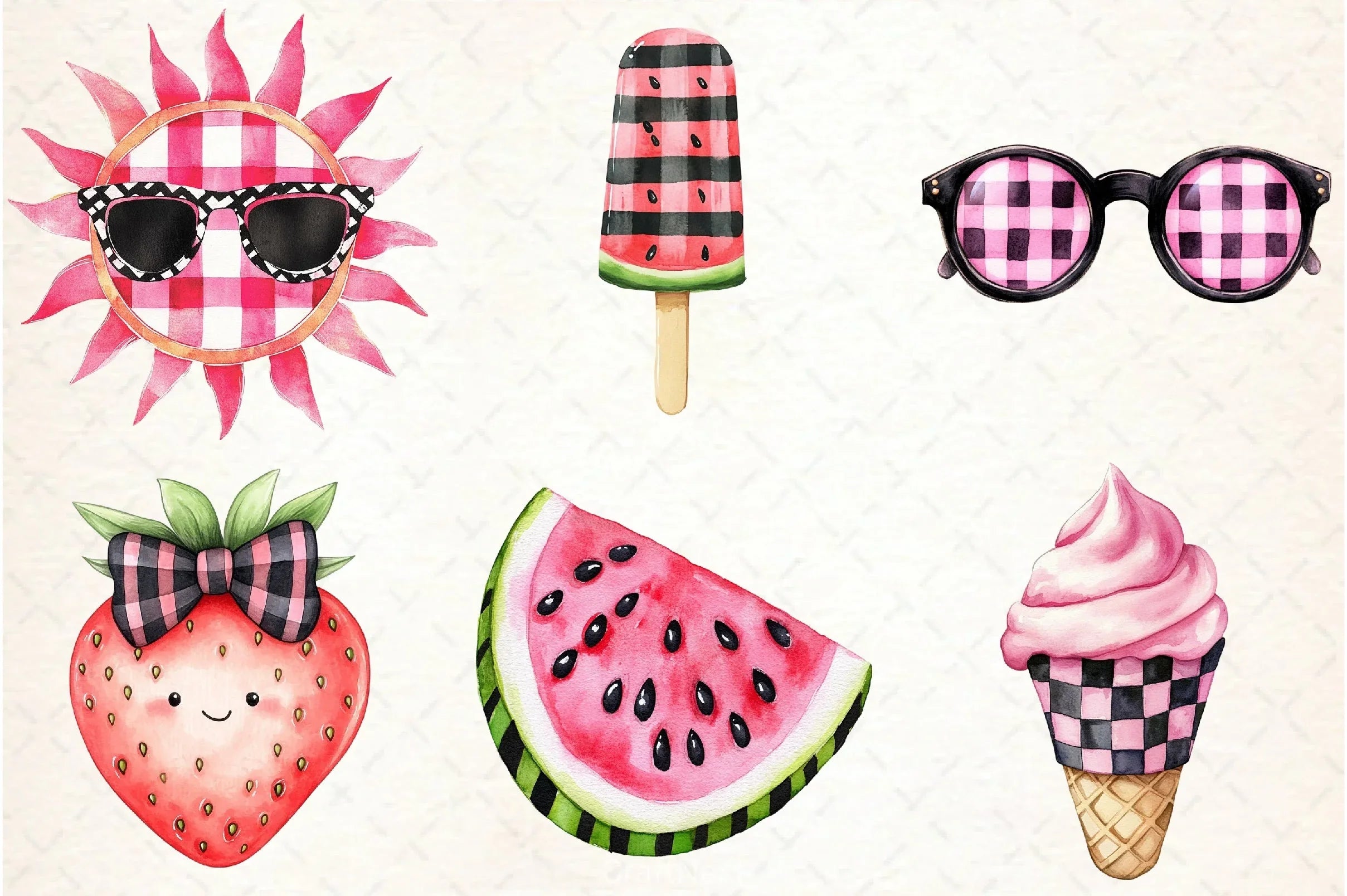 Black & Pink Gingham Clipart Bundle - CraftNest - Digital Crafting and Art