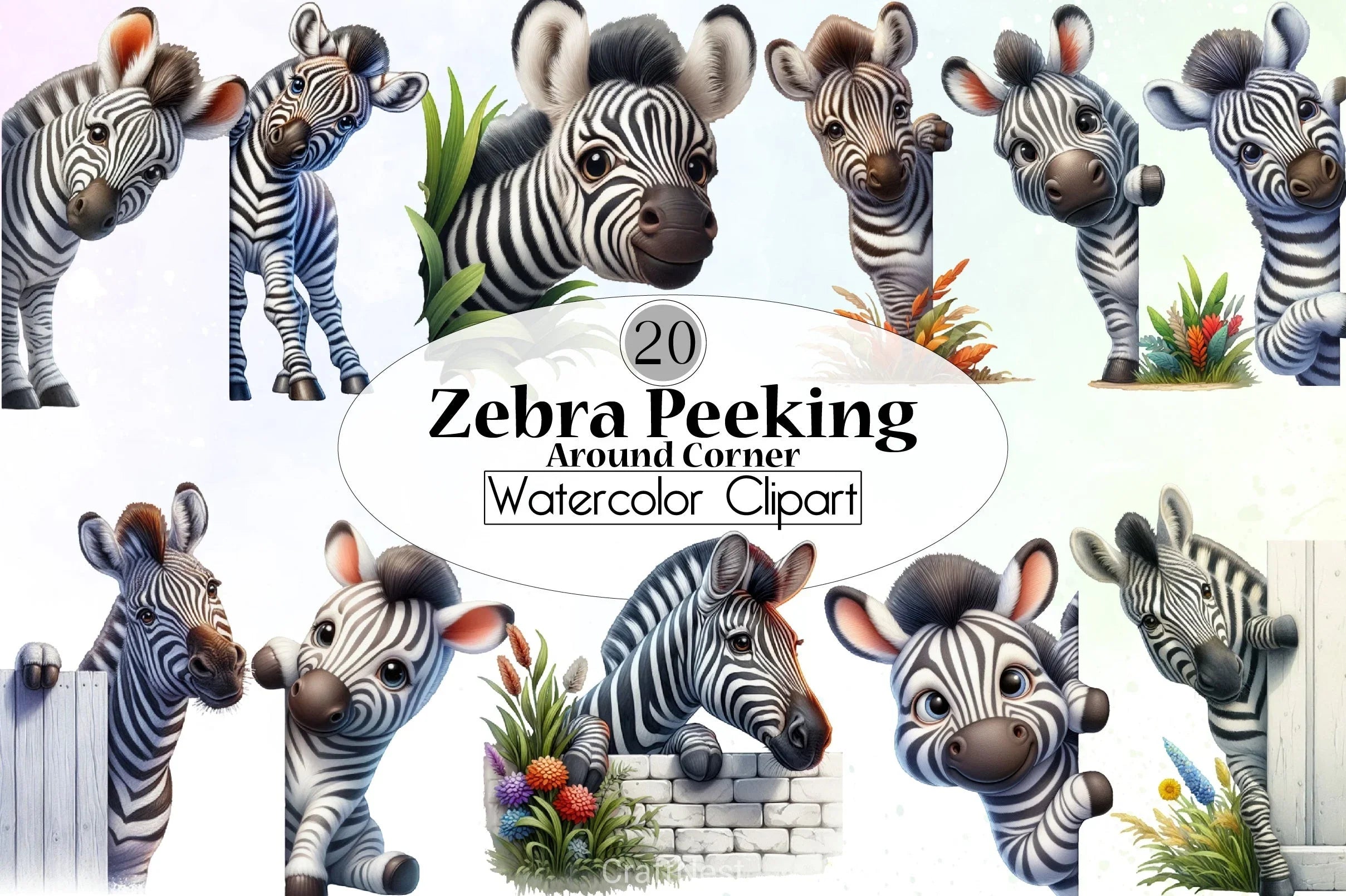 Zebra Peeking Clipart Bundle - CraftNest - Digital Crafting and Art
